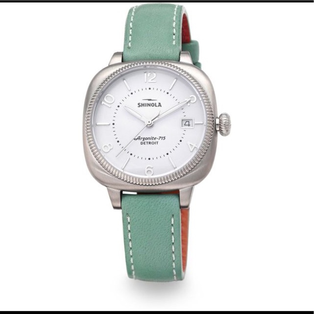 Shinola Teal Leather Strap Gomelsky silver 36mm